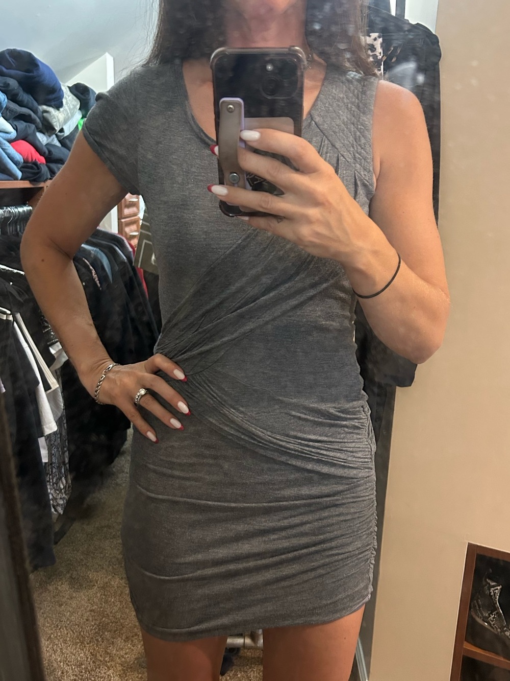BCBGMaxAzria Gray Ruched Mini Dress - Picture 3 of 6